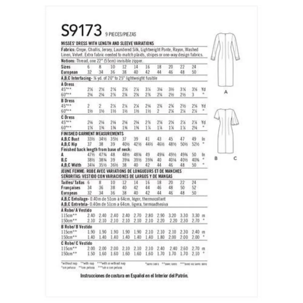 Simplicity Sewing Pattern 10744 9173 Misses Dress‎ Size 6-14
